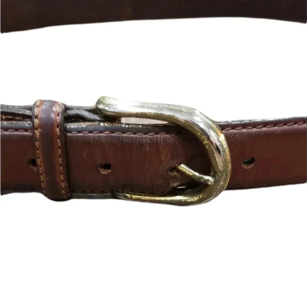 Brown Leather Braided Belt 34